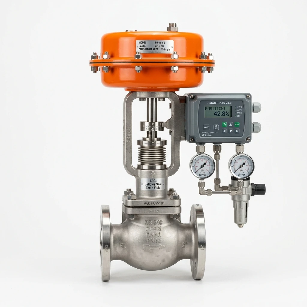TSV Bellows-Sealed Zero-Leakage Pneumatic Globe Control Valve for Toxic Chemical Service